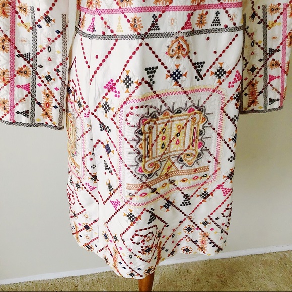 BIYA Johnny Was Embroidered Silk Coat Size M - Picture 5 of 8